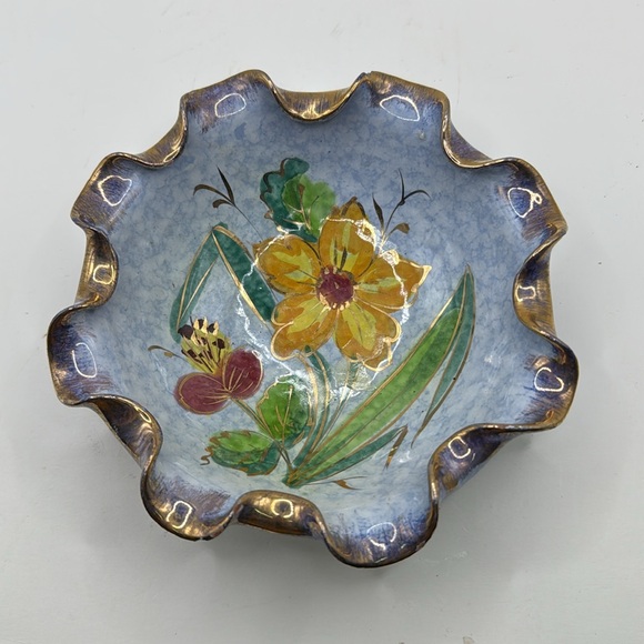 Vintage Italian Floral Bowl Dish Hand Painted Decor Collectible NPS